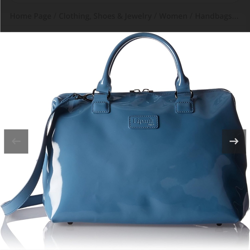 New With Tags Lipault Patent Blue Weekend Bag. Size Medium. GORGEOUS & RARE!!!